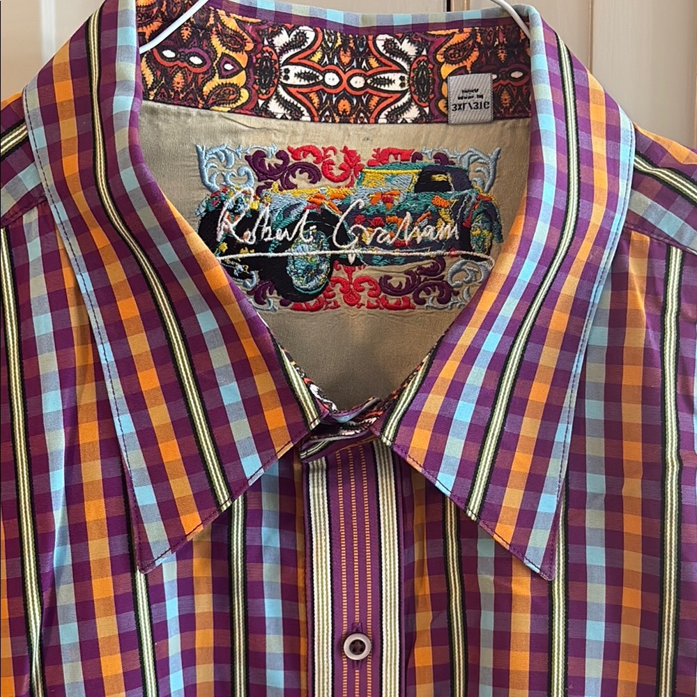 Robert Graham Red and Orange Casual Button Down Shirt